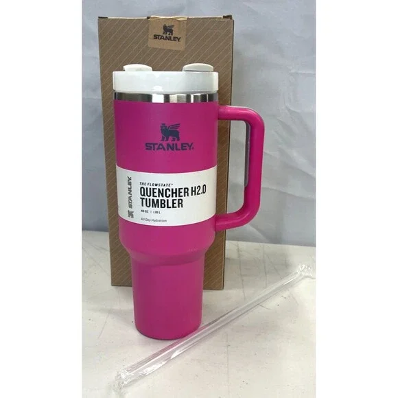 Stanley 40oz Quencher H2.0 FlowState Tumbler Rose Red Pink Sealed Cup NEW - Picture 3 of 8